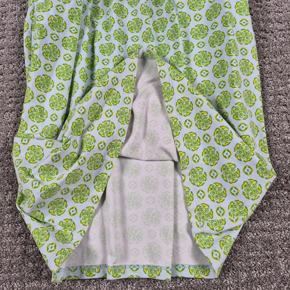 J McLaughlin Catalina Cloth Shift Dress Womens S Green Geometric Pockets